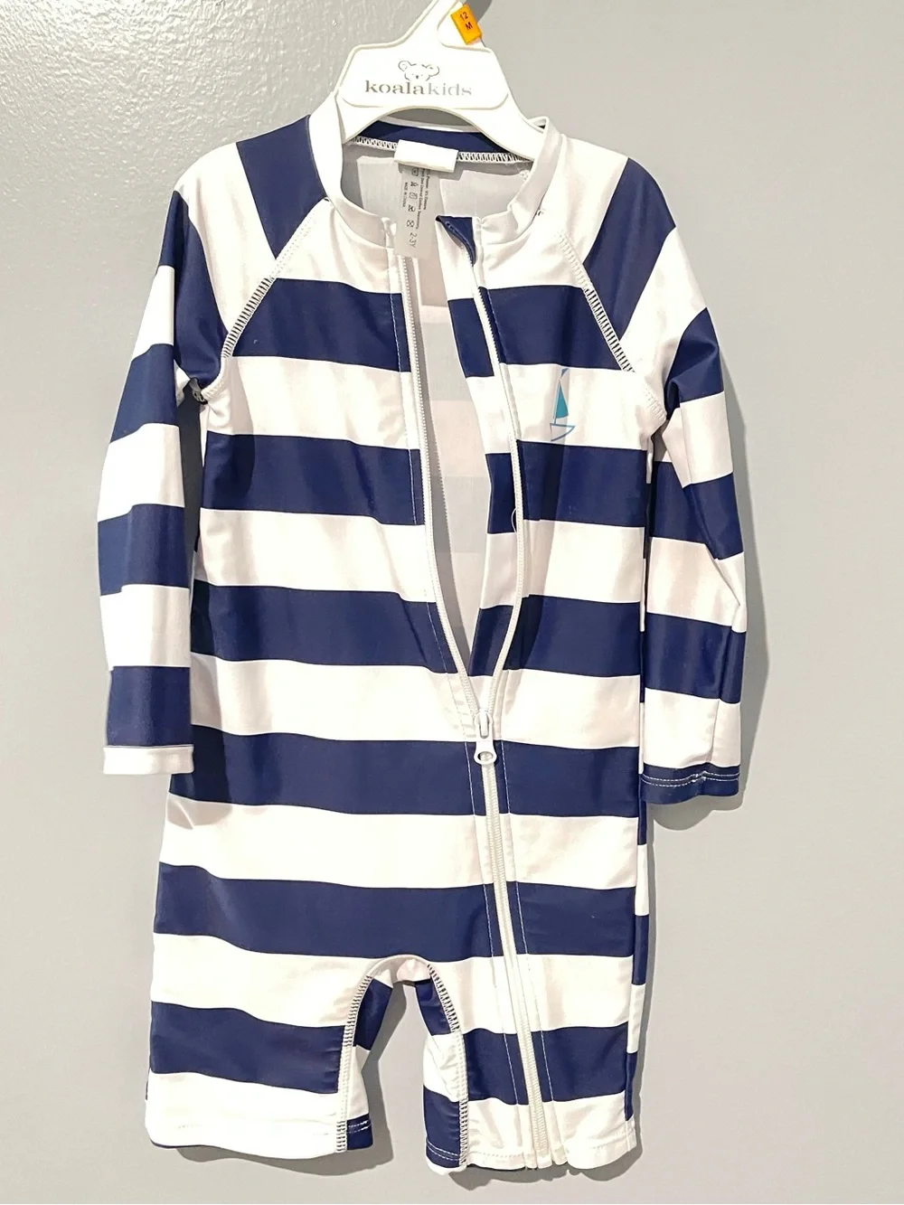 Shein | Toddler Boy | Size 2-3T | Navy + White Striped Baby Rash Guard One-Piece